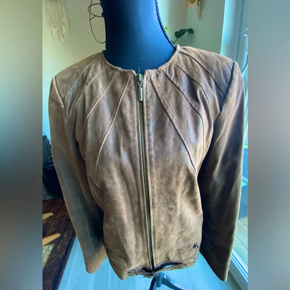 Vintage Bradley Bayou Brown Nubuck Leather Jacket-Women’s XS - Picture 3 of 10